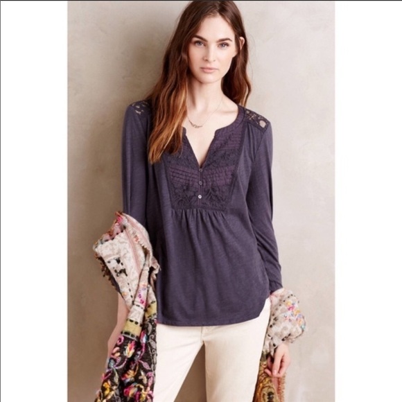 Anthropologie Tops - Anthropologie Meadow Rue Anona Gray Blouse​​​​​​​